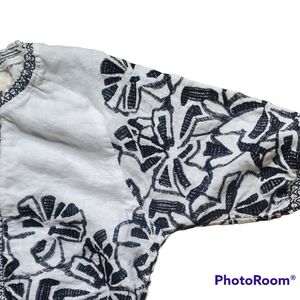 Chico's floral embroidered linen jacket